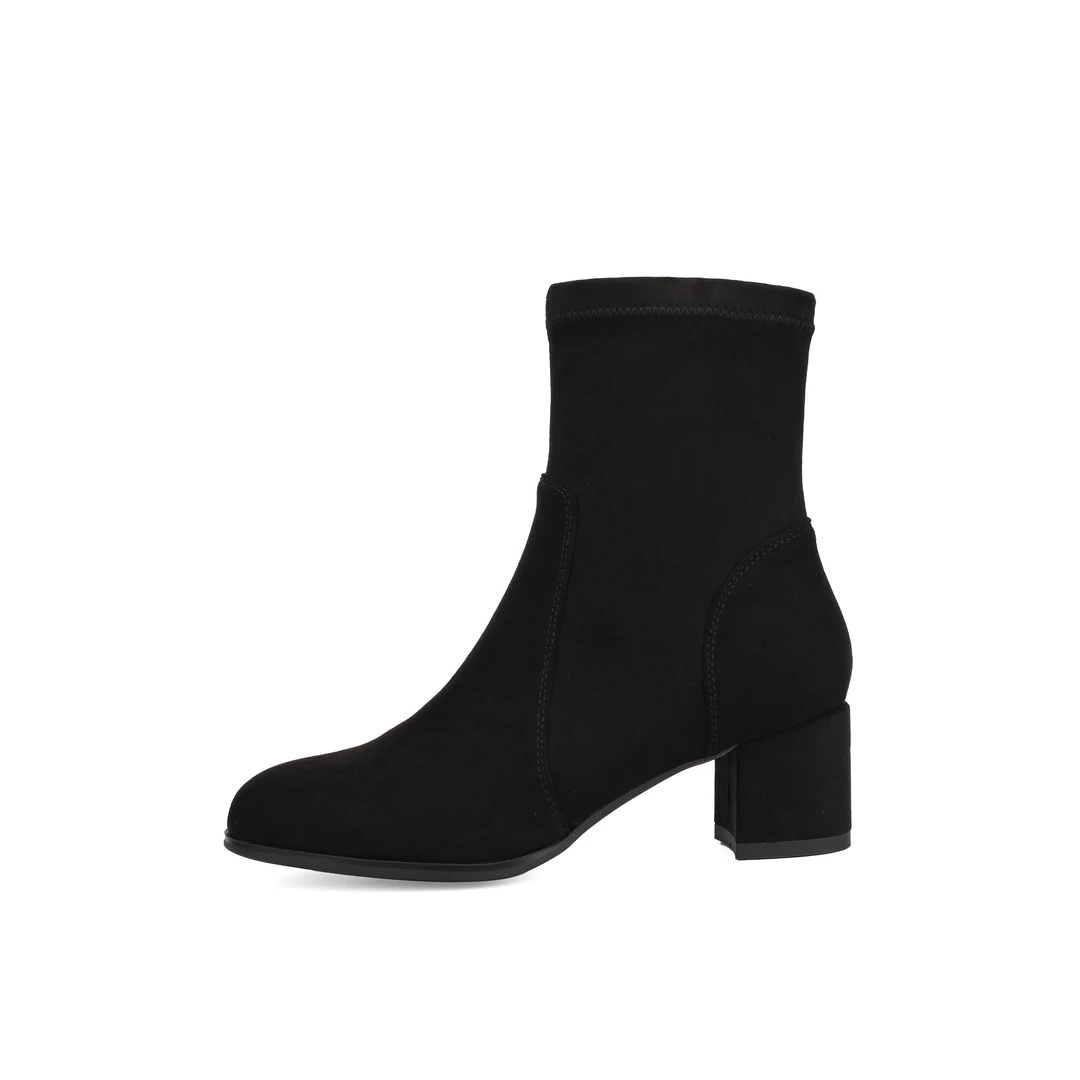 TTG【弹力麂皮绒】【5CM】2025秋冬经典粗跟方头短靴弹力瘦瘦靴9603