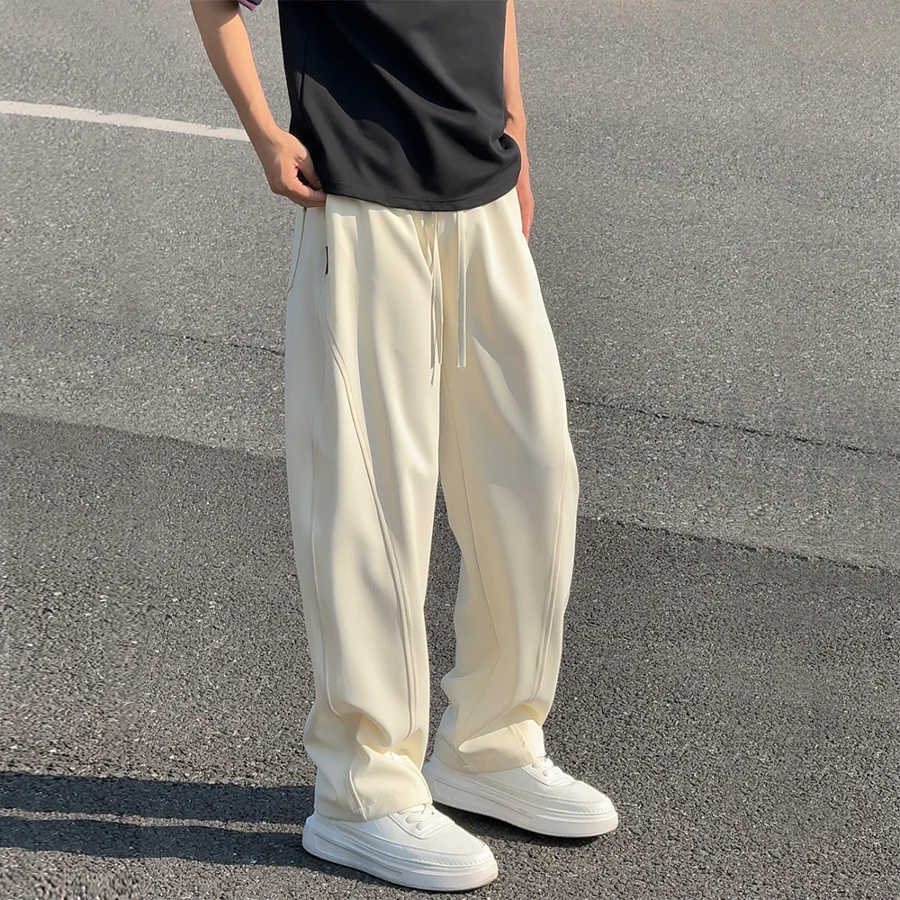 垂坠感柔纱休闲裤男裤子高街抽绳宽松直筒运动痞帅慵懒风弯刀男裤