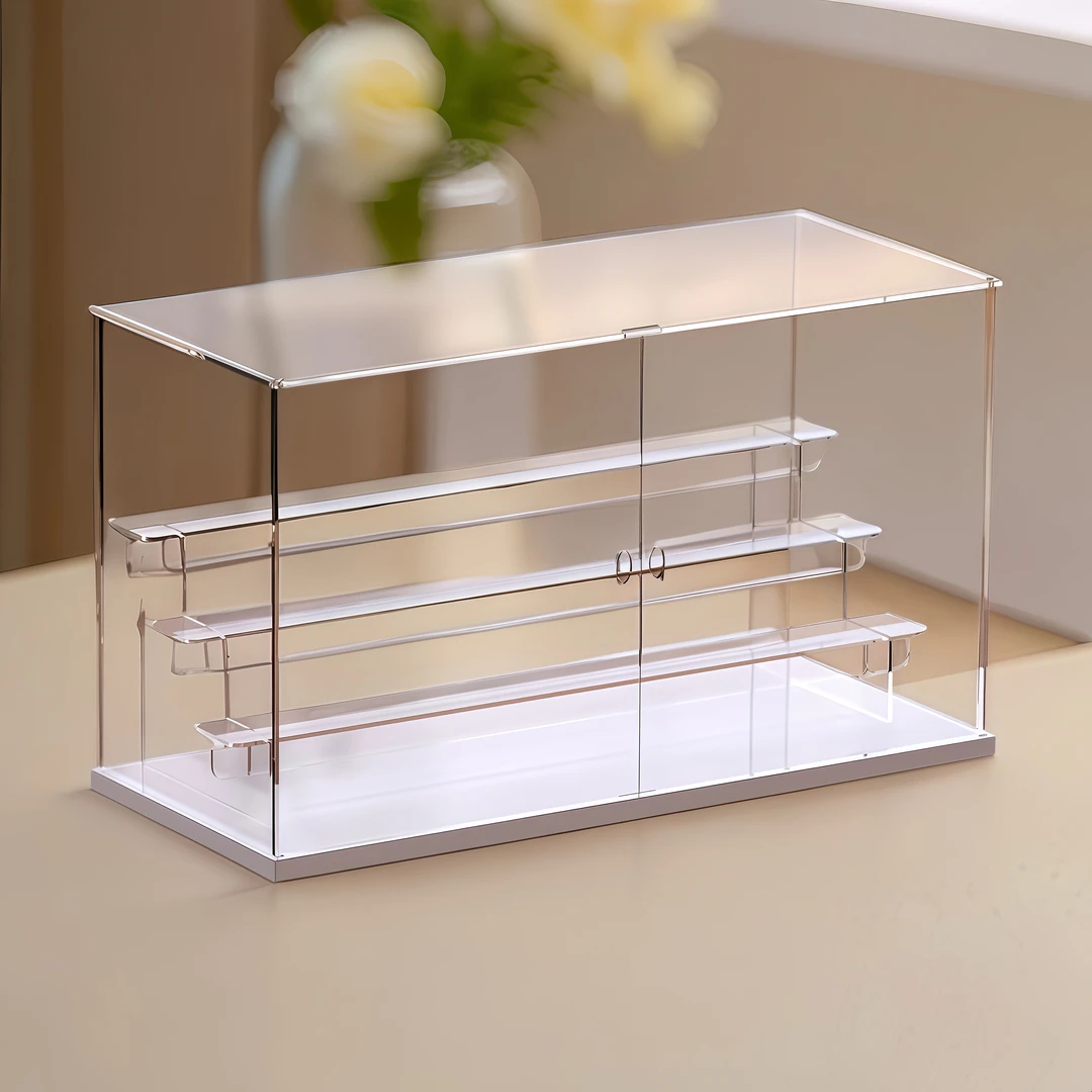 亚克力泡泡玛特盲盒收纳盒潮玩手办展示柜透明防尘罩带阶梯展示盒
