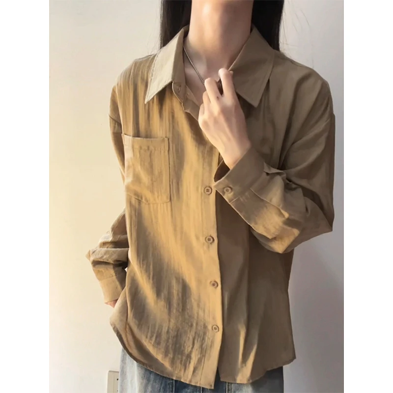 美式老钱风长袖衬衫男早秋穿搭轻薄休闲情侣衬衣韩系松弛感打底衫