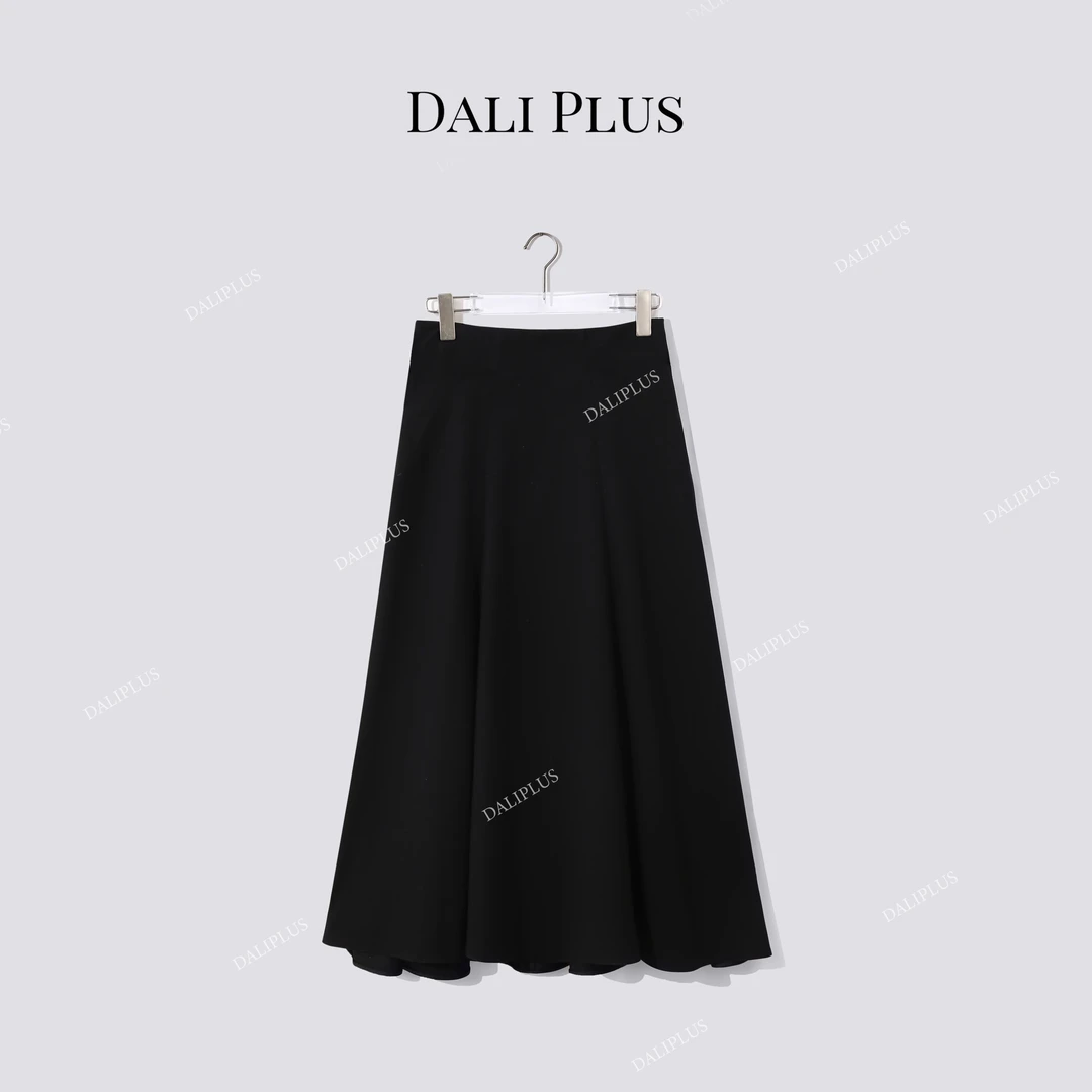 DALI PLUS“重磅100绵羊毛鱼骨伞裙”高腰中长款半裙-D5ST1367