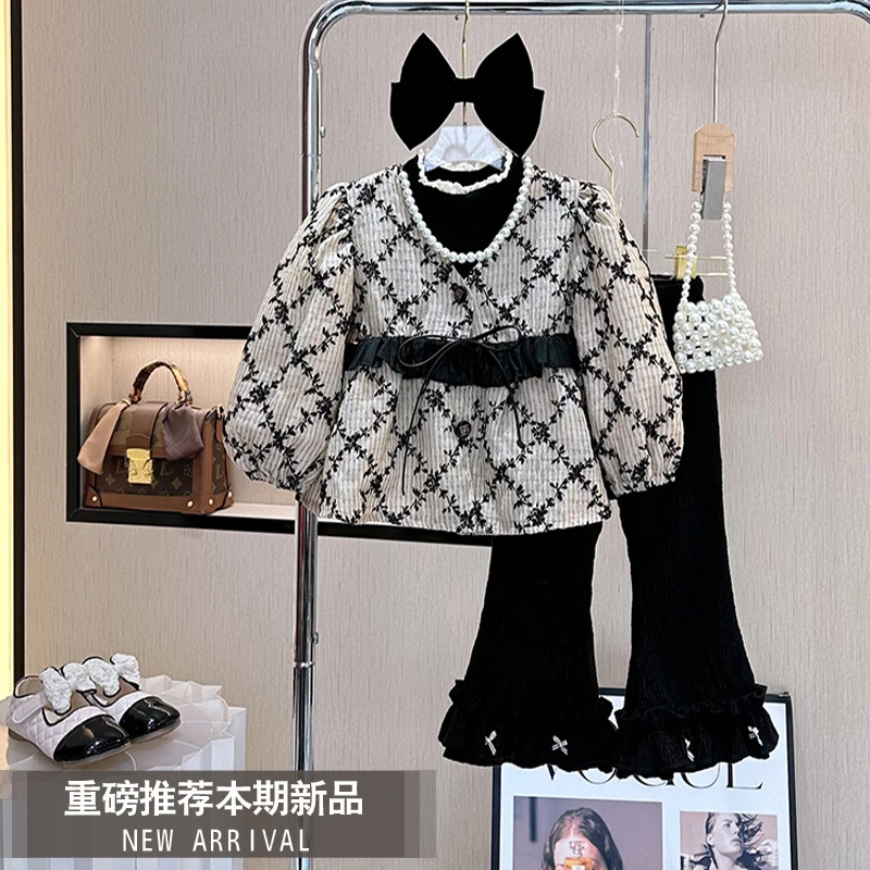 女童套装秋款2025新款网红女宝洋气童装小女孩秋季儿童衣服三件套