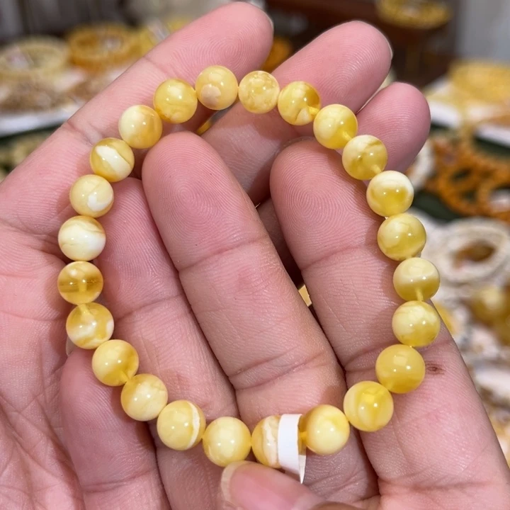 蜜蜡未镶嵌手链微花粉7.8mm