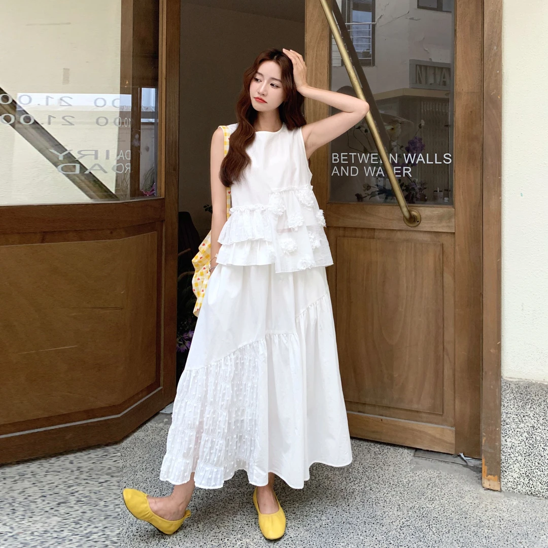 法式气质减龄套装裙女2025夏季新款立体花朵无袖背心半身裙两件套