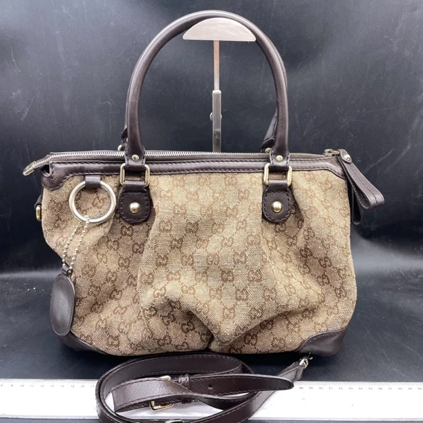 95新 GUCCI/古驰 帆布手提斜挎包/14532