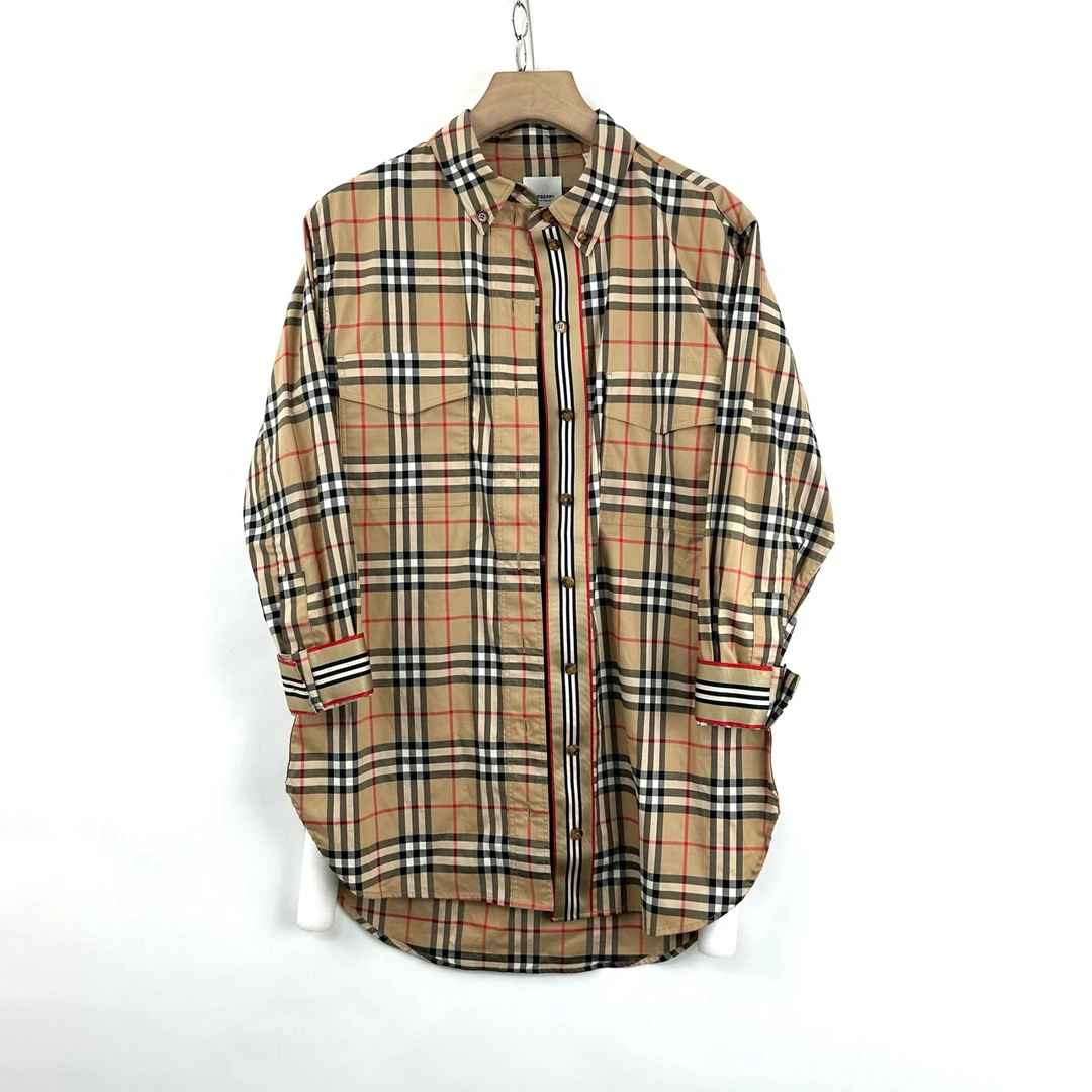 99新 BURBERRY/博柏利 uk8码/经典格纹长袖衬衫/编码05453