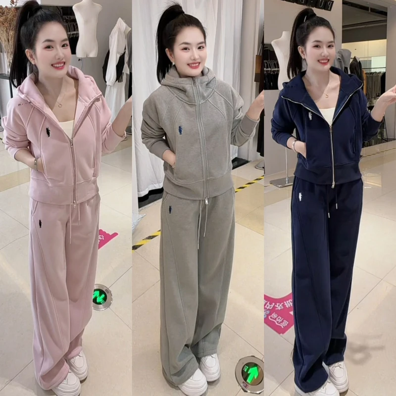 MOESDATPOLO保罗秋季新款加绒显瘦时尚套装宽松百搭连帽F1025