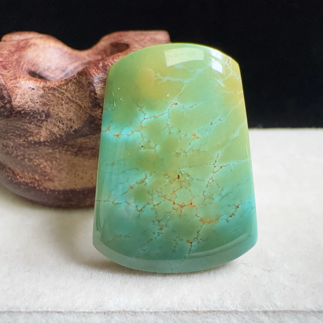 【伟伟鉴定】绿松石 原矿高瓷网花 无事牌26/20/5（无孔）