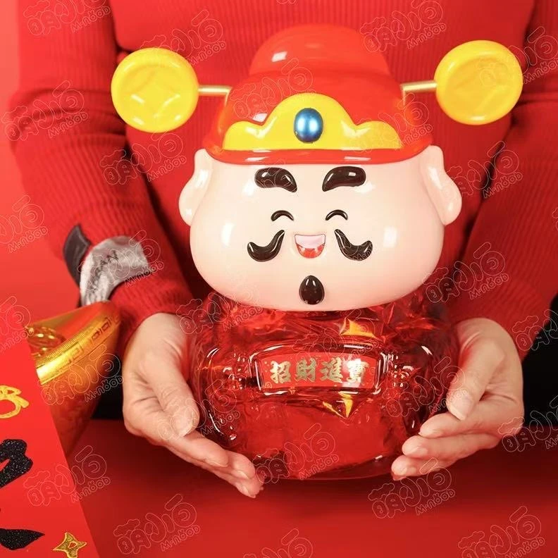 【年货】新年礼物财神爷牛轧糖+花生酥存钱罐摆件年货送礼零食