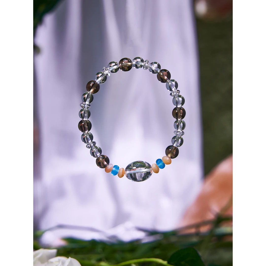 「富士晴彩」白水晶·茶晶多宝手串多样性发其一水晶手串