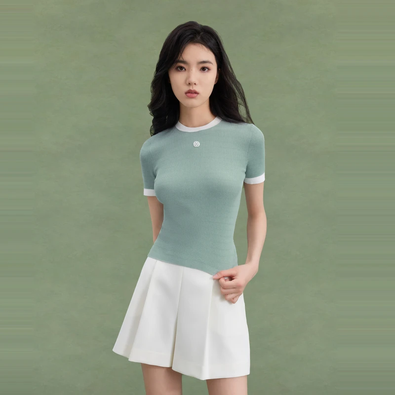 OBEG欧碧倩显瘦休闲修身圆领舒适针织衫10462034