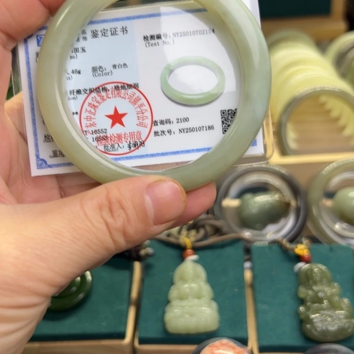 和田玉手镯未镶嵌58.4圈围2154