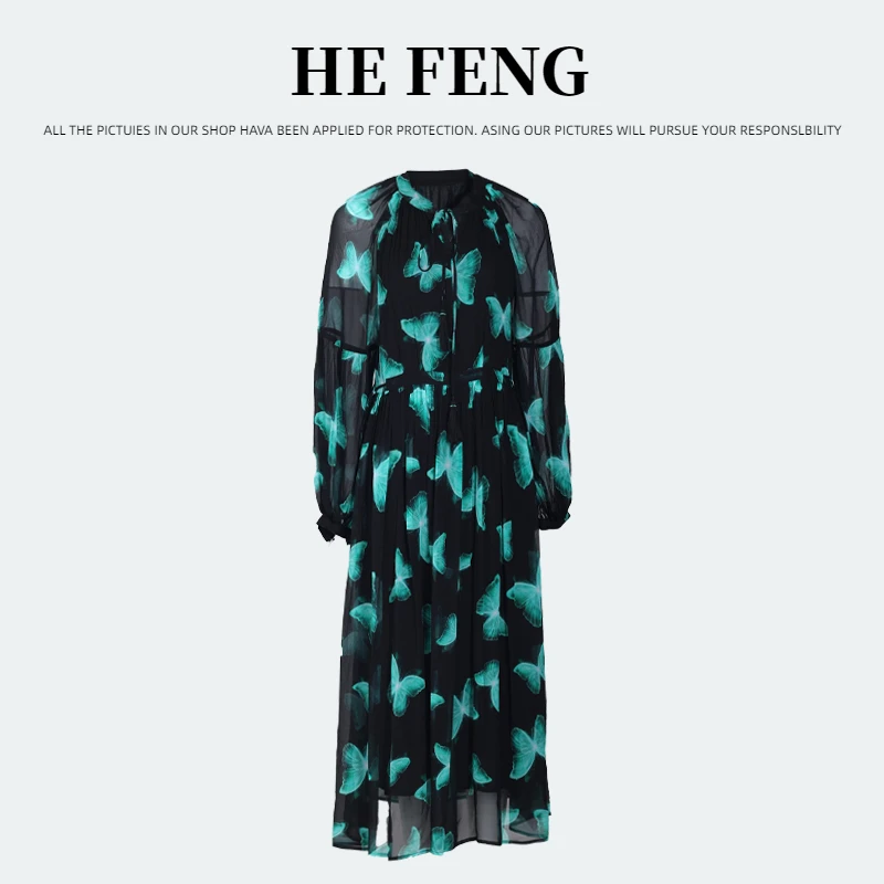 【幽蝶-禾枫原创】重磅100桑蚕丝连衣裙Y24C9099-2