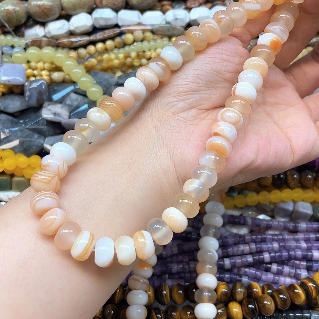 玛瑙/玉髓合金珠宝半成品冰透缠丝玛瑙算盘卡12