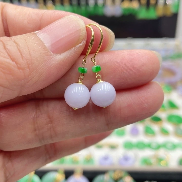 翡翠18K金镶嵌耳饰