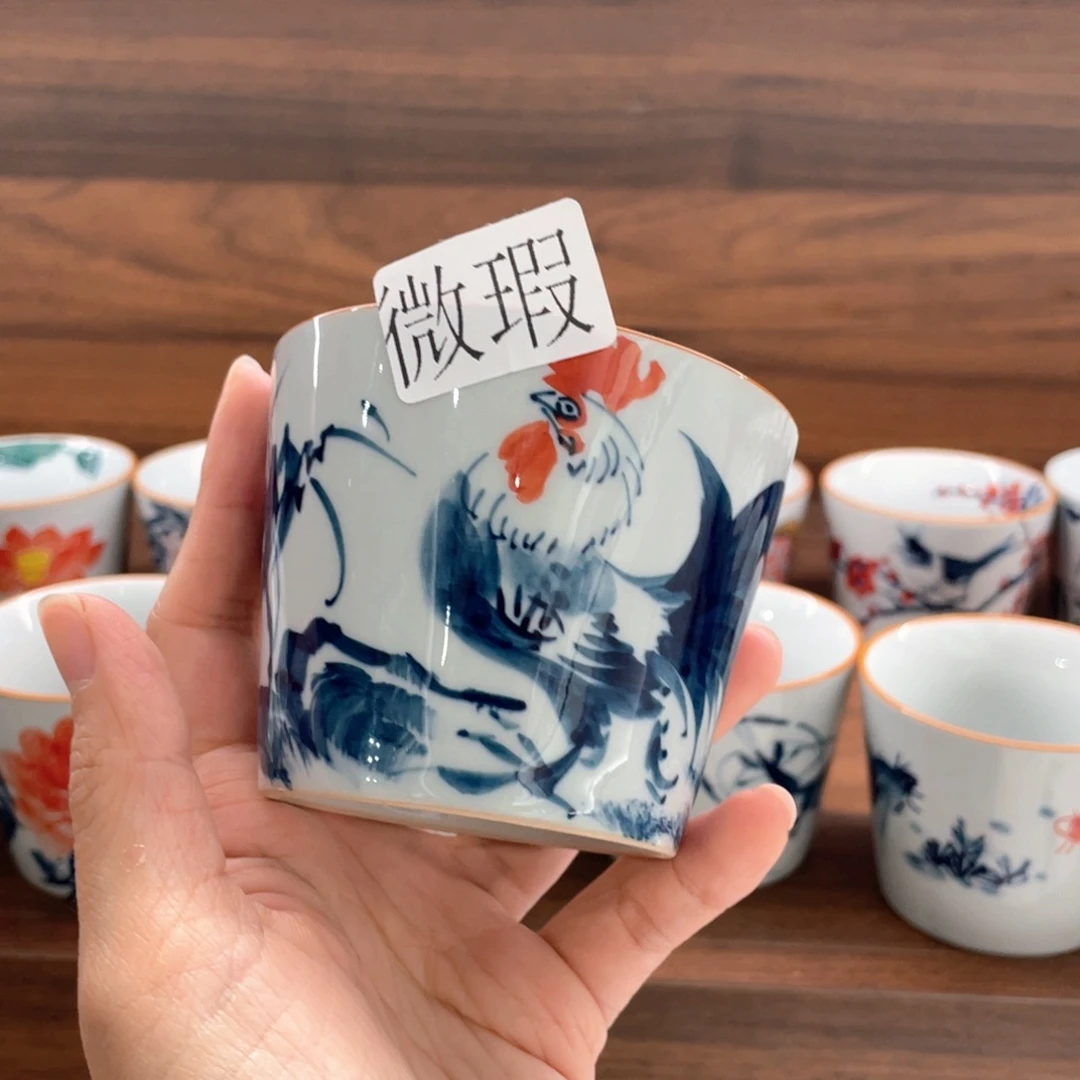 釉下手绘茶具微瑕