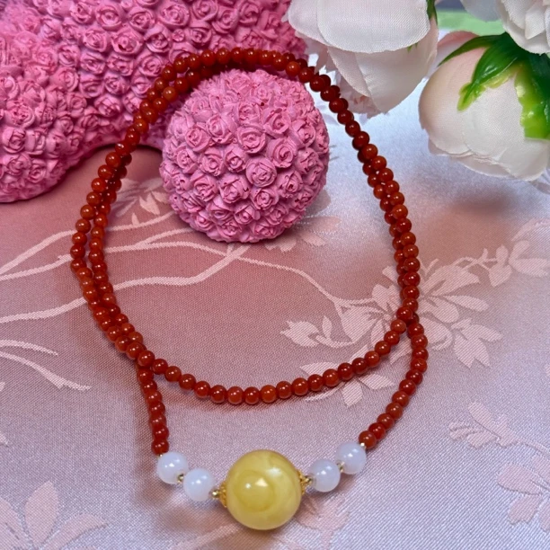 【玉涵珠宝】18K天然南红设计款项链673