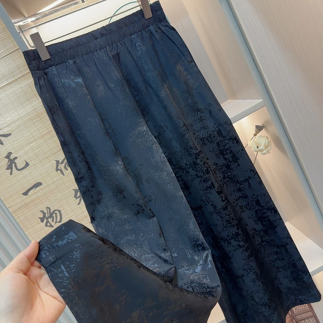 墨云-新中式中国风提花薄款休复古阔腿裤