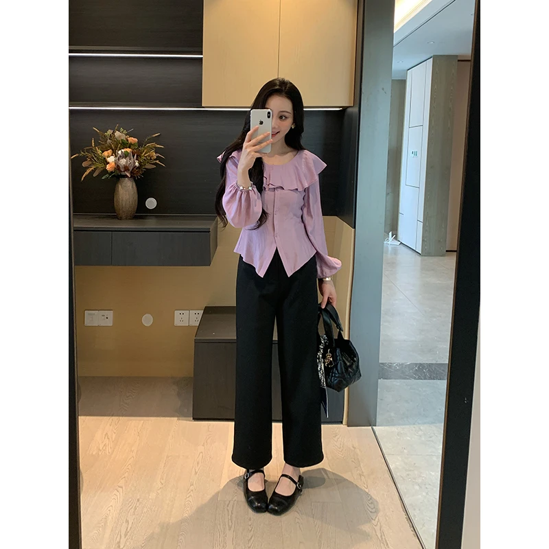 XINYI【直腿神裤2.0】秋季重磅九分西装休闲裤女显瘦X625K10703-1