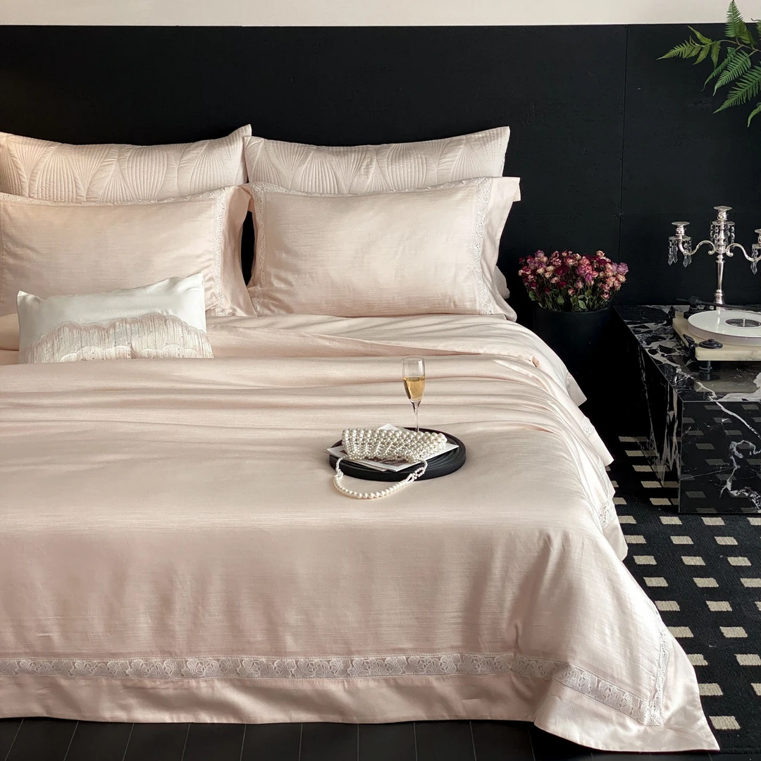 新品！「天花板•奢雅系列」天丝棉提花款蕾丝镂空四件套床品-凯瑟琳