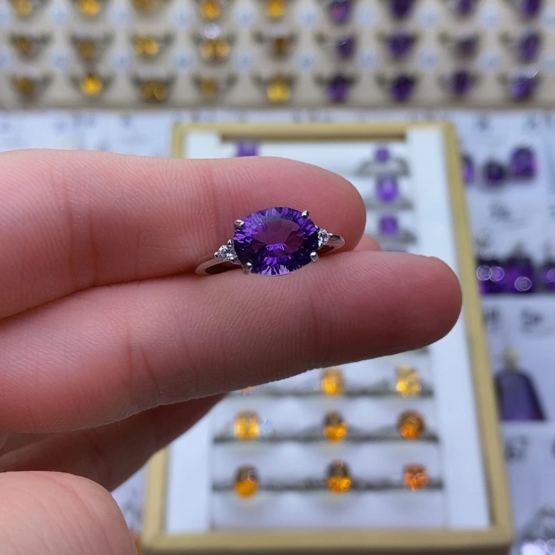 紫晶纯天然无优化紫水晶银S925镶嵌莎****间