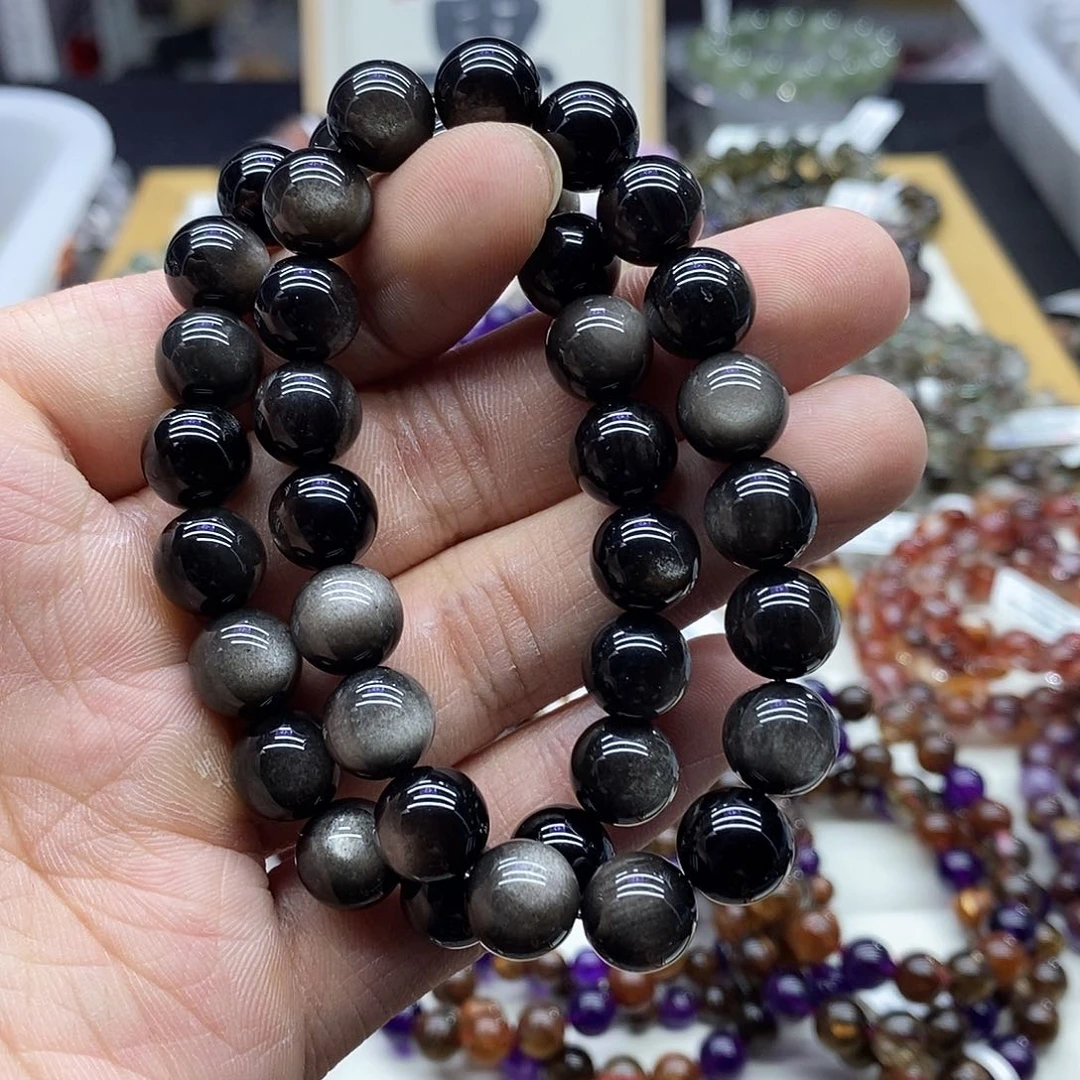 黑曜岩手链未镶嵌多样性发货发一条