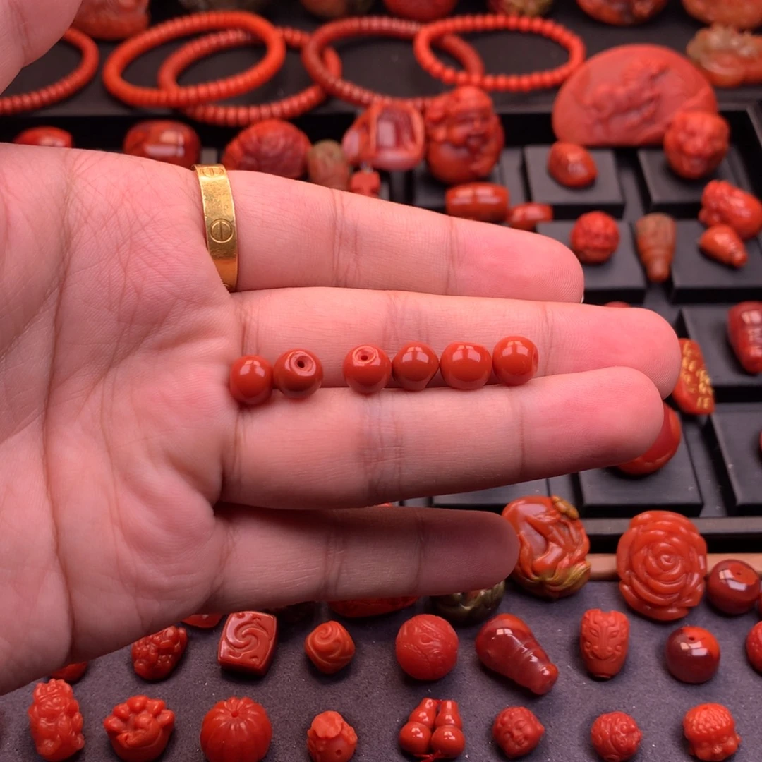 南红玛瑙未镶嵌南红川料原矿苹果珠单珠8mm+多样性发其一