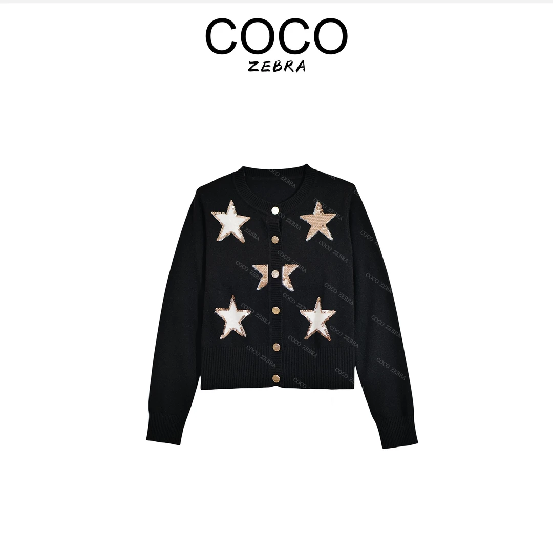 COCO LESLEY 高端珠片五角星气质小香风针织衫外套 283072