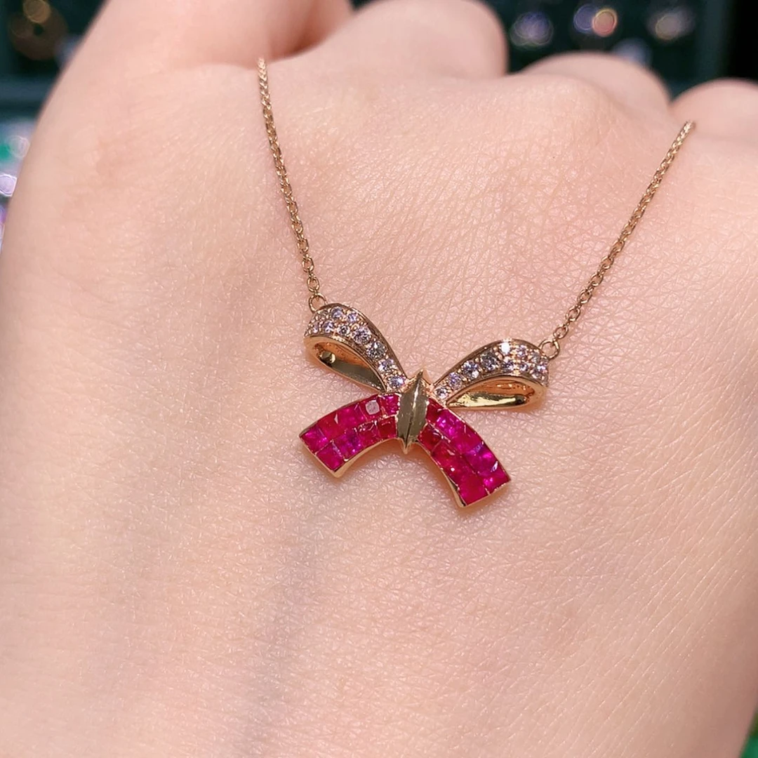 【闪购商品】红宝石颈饰18K金镶嵌项链