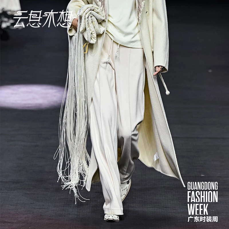 Ysimo-X云思木想 风悠云舒 钉珠抽绳吊坠分割线设计休闲裤12322