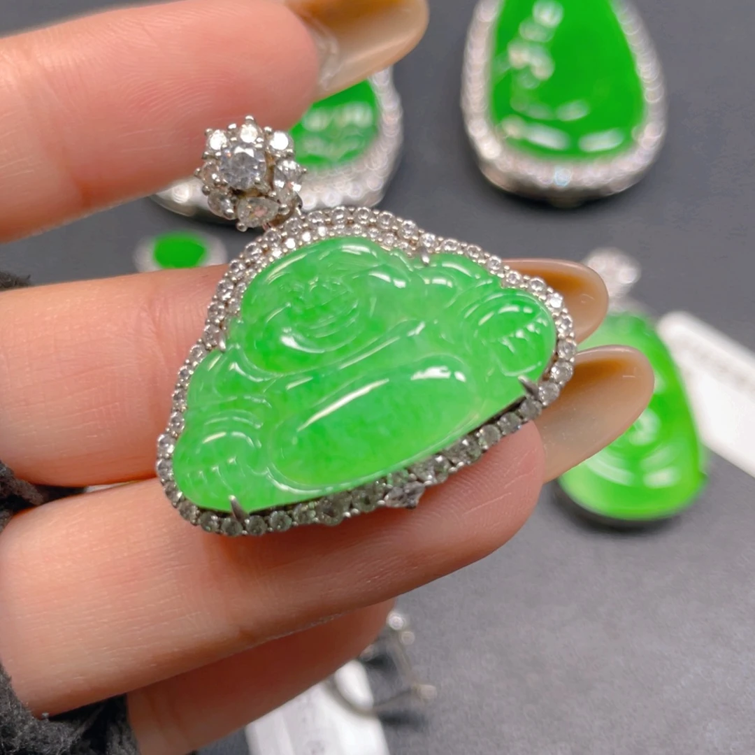 翡翠银S925镶嵌吊坠(不含链)