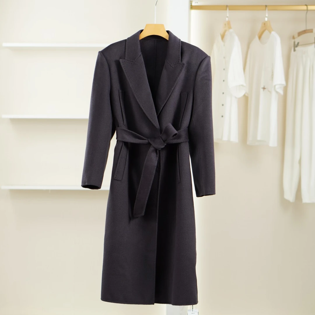 麦迪尚品【曼】5052607 秋冬长款双面呢大衣品牌撤柜女装
