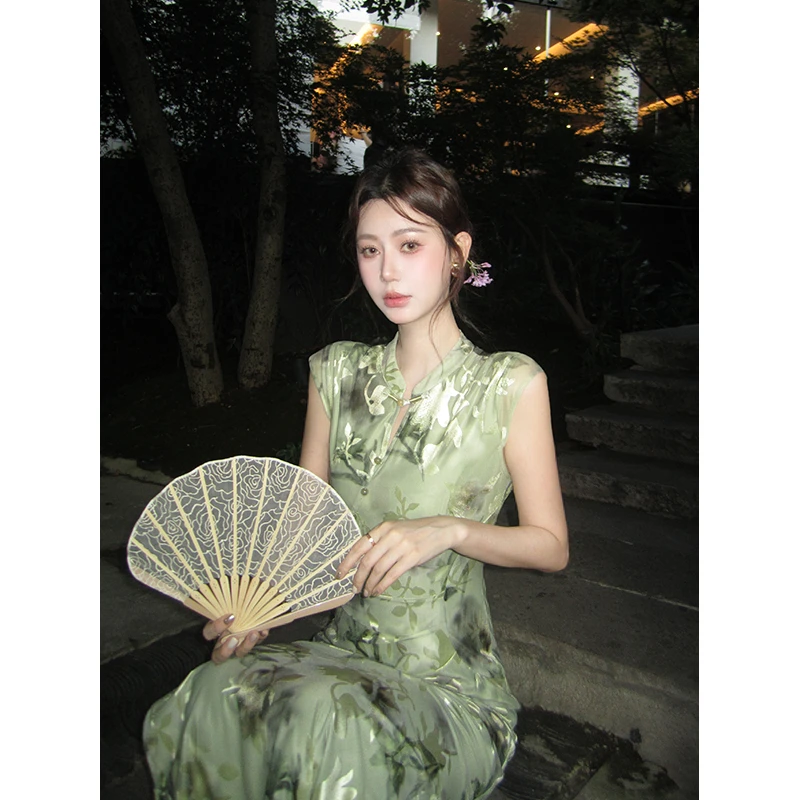 【小婉】夏季气质国风改良旗袍短袖禅修身显瘦新中式连衣裙LYQ2013