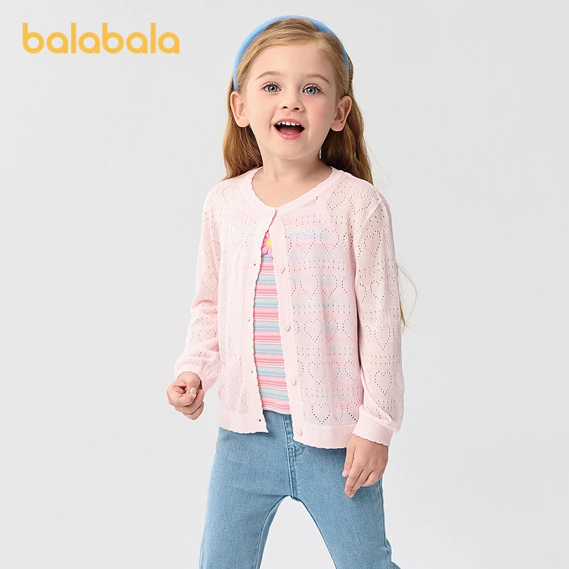 巴拉巴拉宝宝开衫婴儿针织衫夏装女童外套2025新款空调衫亲肤舒适