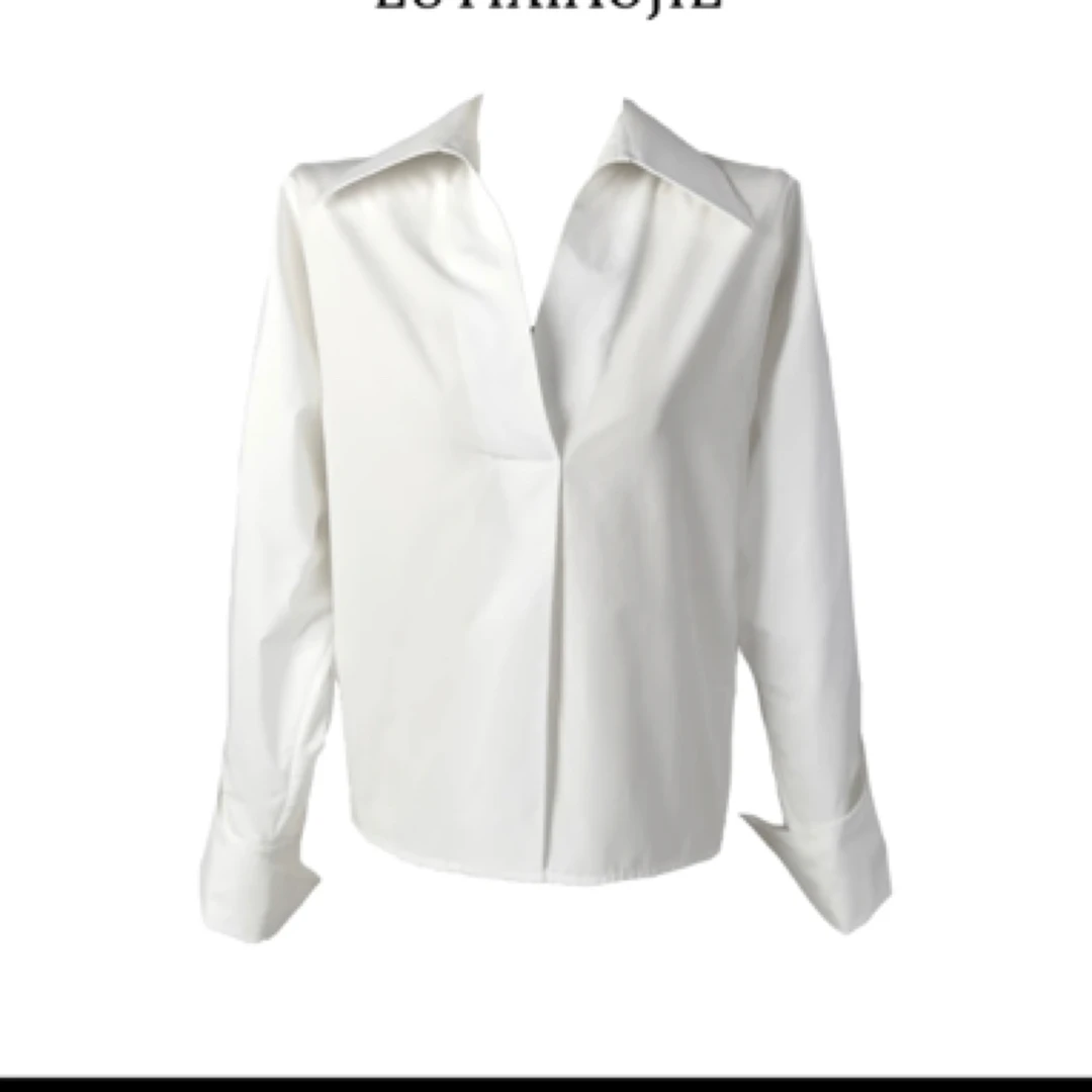 薇儿娜原创V领法式极简风衬衣时尚简约百搭