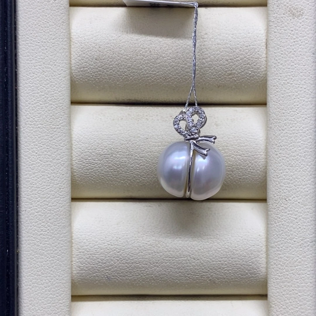 海水珍珠银S925镶嵌颈饰澳白吊坠11.9m m