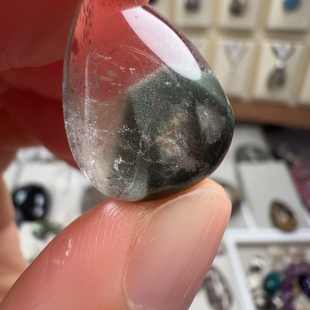 水晶颈饰银S925镶嵌天然幽灵水晶