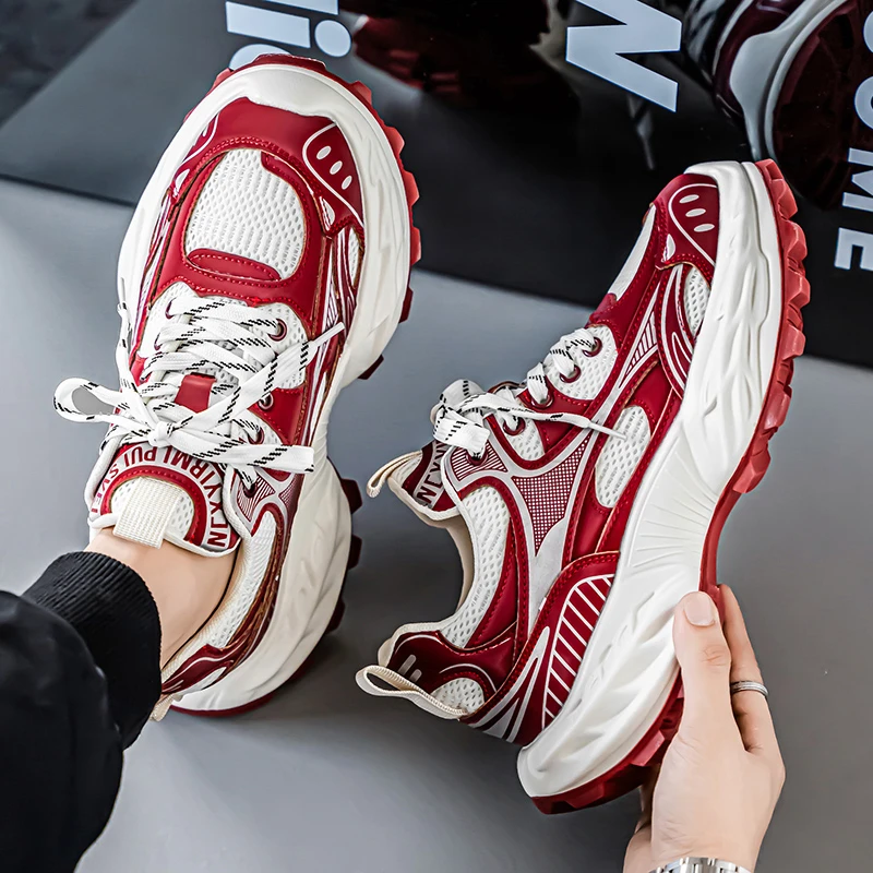 潮流老爹鞋2025夏季新款网面透气ins厚底百搭运动休闲鞋网红男鞋