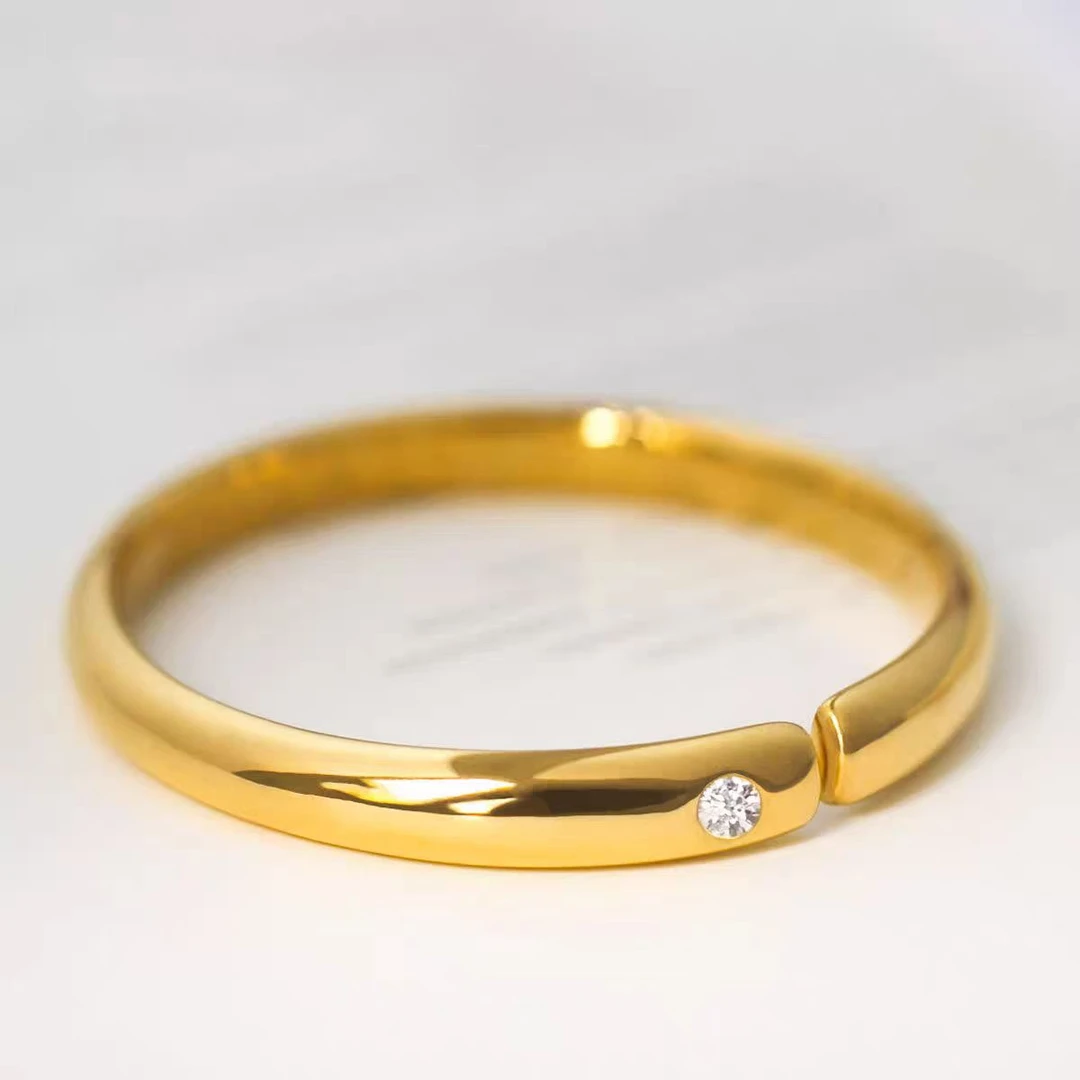 925银合成锆石手镯 足银手镯 古法泥鳅背吉言开口手镯