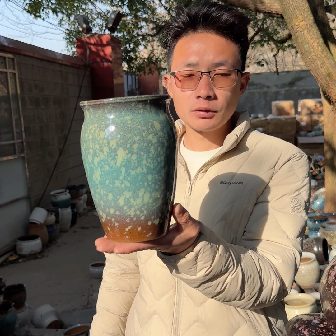 紫砂花盆口13高20（一个绿老庄
