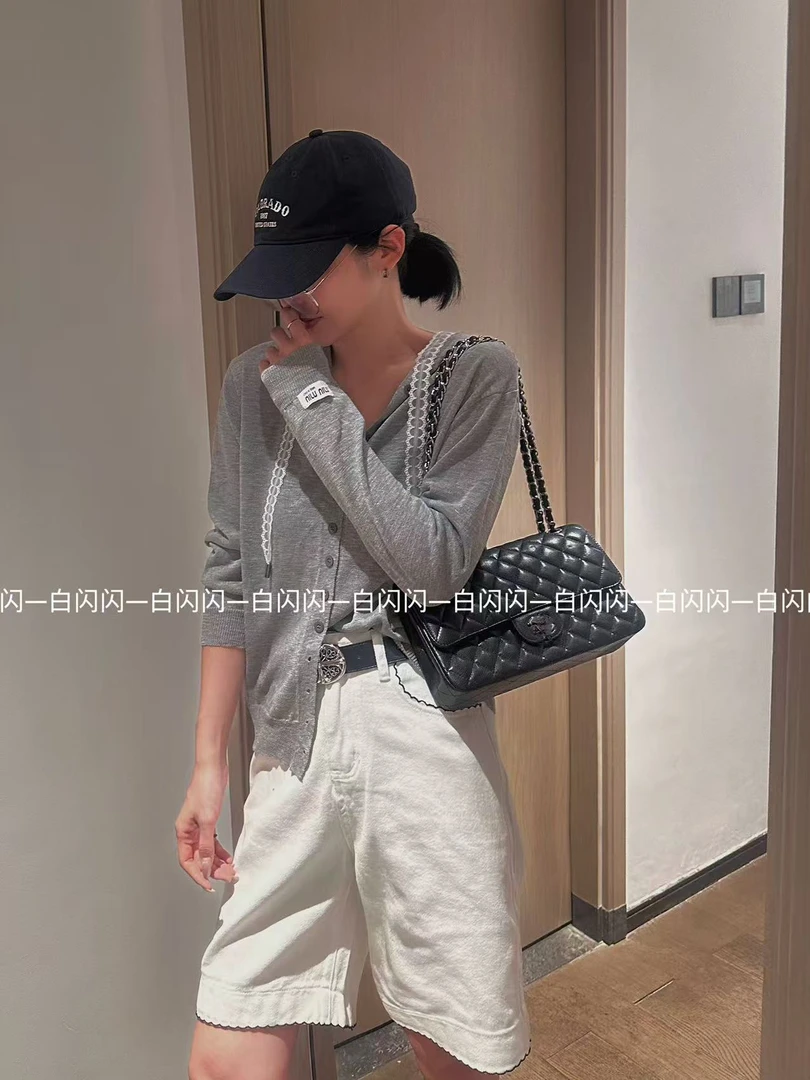 松弛美学极简花边丨竹节麻100针织衫开衫外套女BS2695