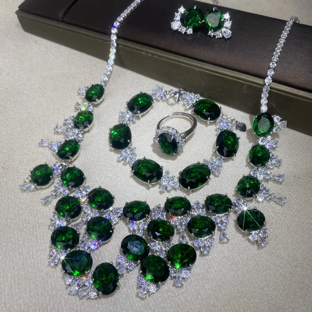 6865【项链】轻奢精品白金色女士项链四件套送手链