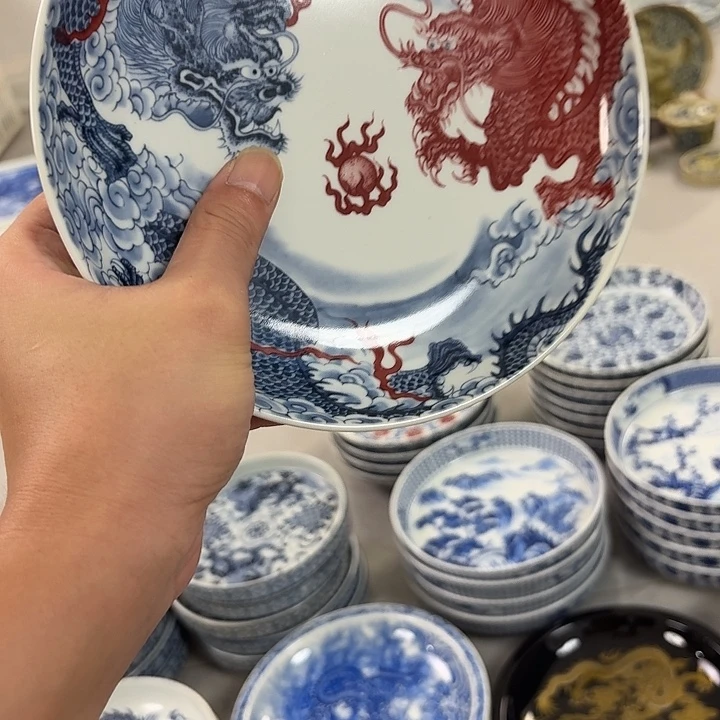 瓷片双龙戏珠大胡乘景德镇