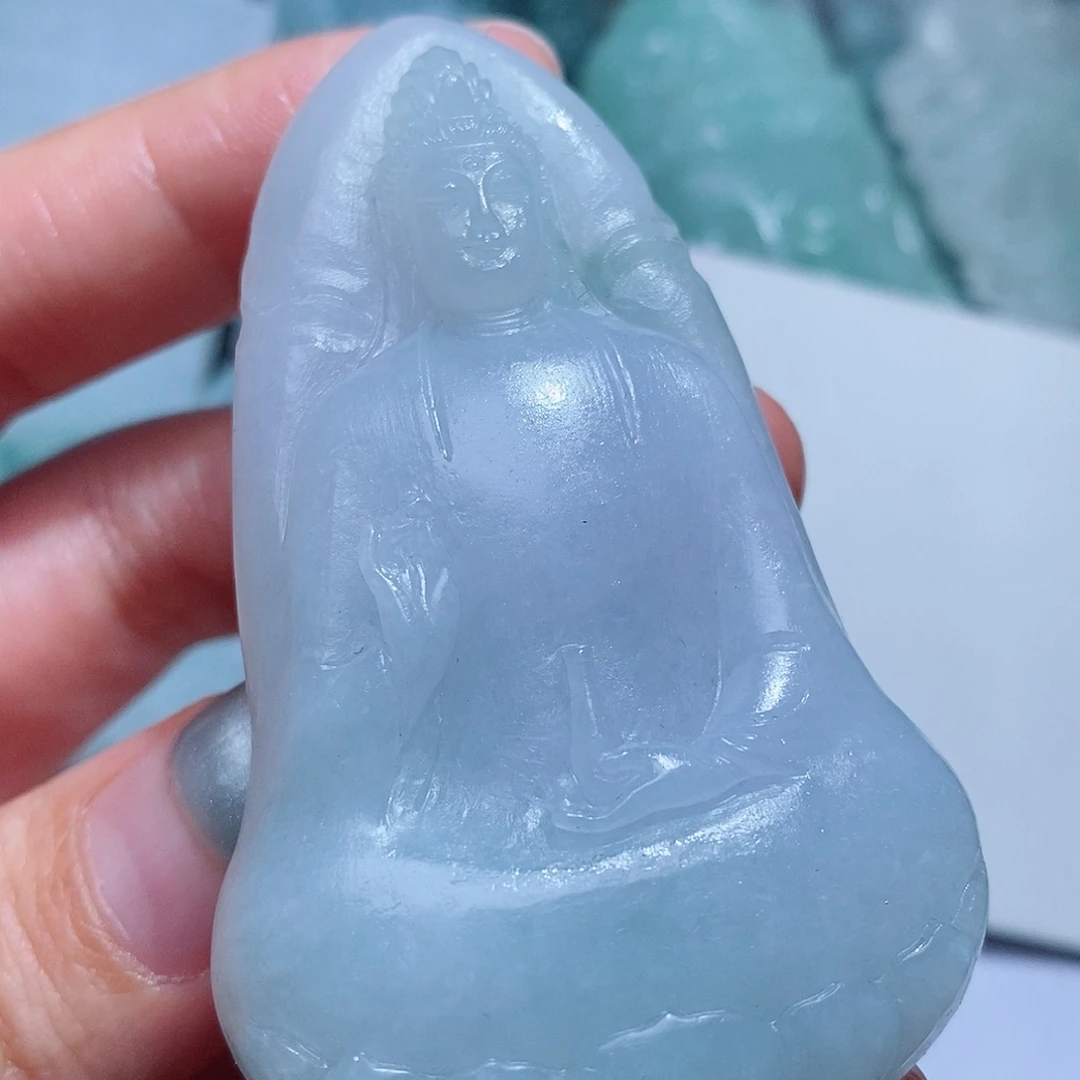 定制翡翠未镶嵌毛货付款后确认抛光