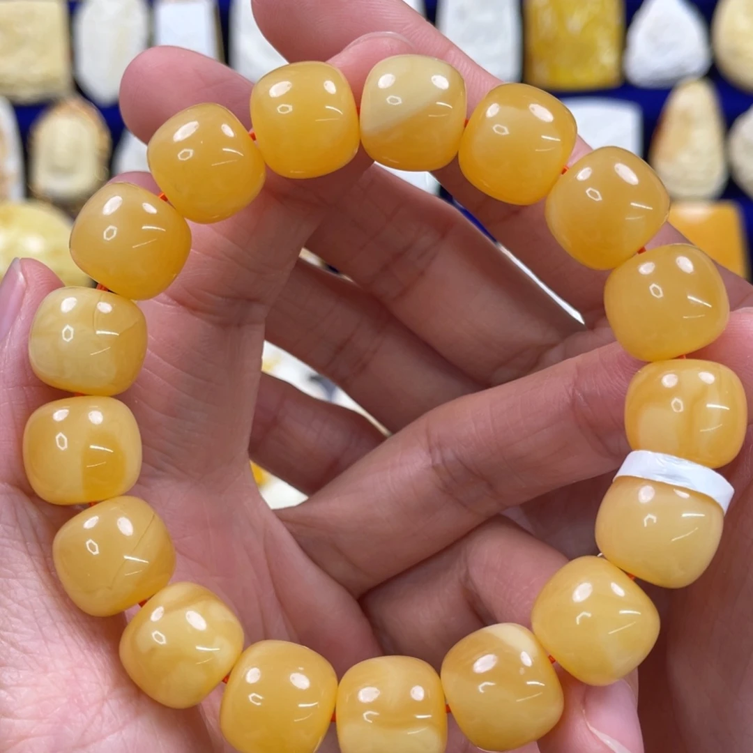 蜜蜡裸石未镶嵌琥珀蜜蜡手串卡13mm