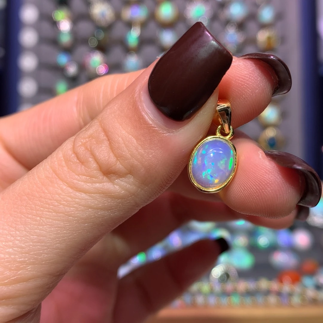 银S925镀金镶嵌欧泊吊坠款式