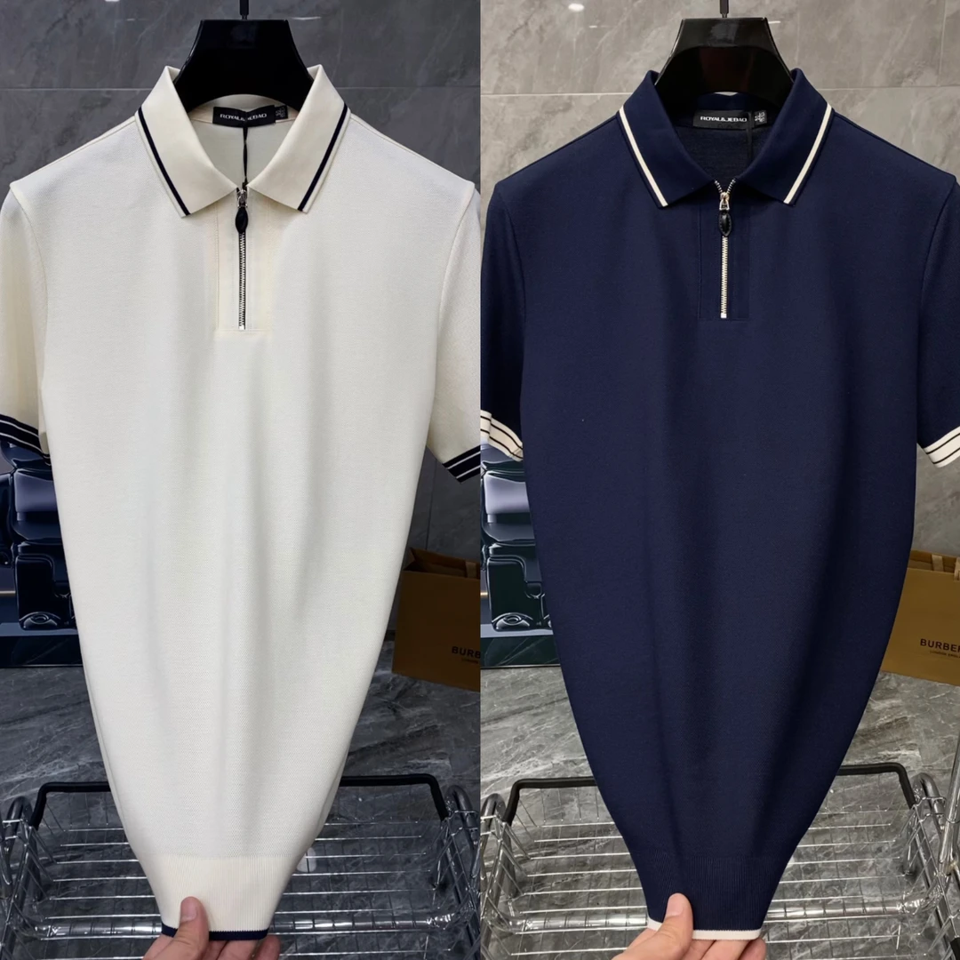 夏季新款男士轻奢时尚高品质翻领拉链POLO衫 111382