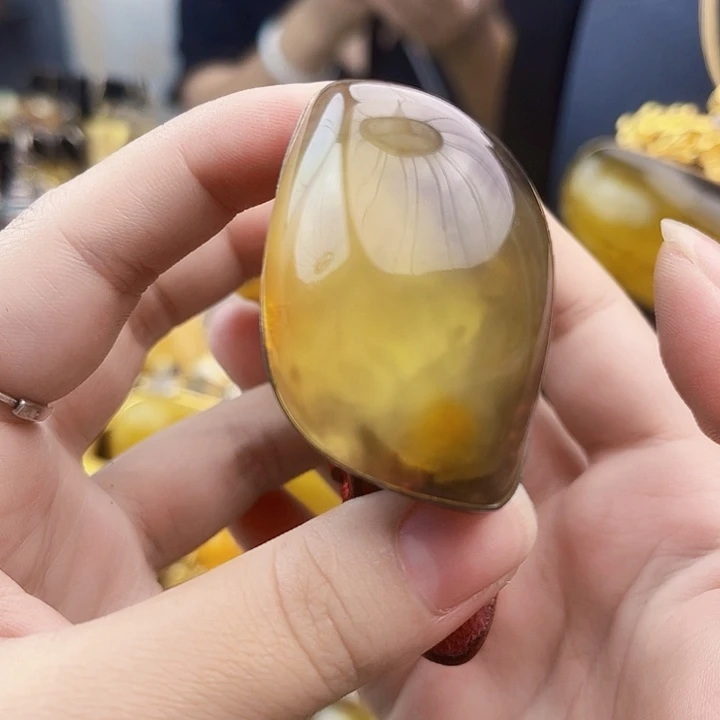 裸石琥珀银S925镶嵌