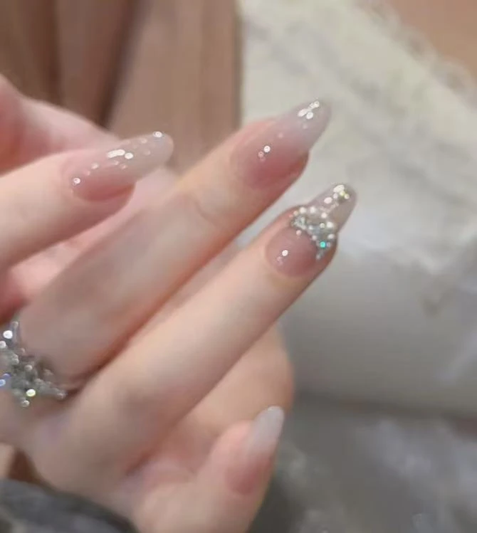 【凤凰于飞】纯手工穿戴甲可拆斜珍珠仙气美甲光疗甲