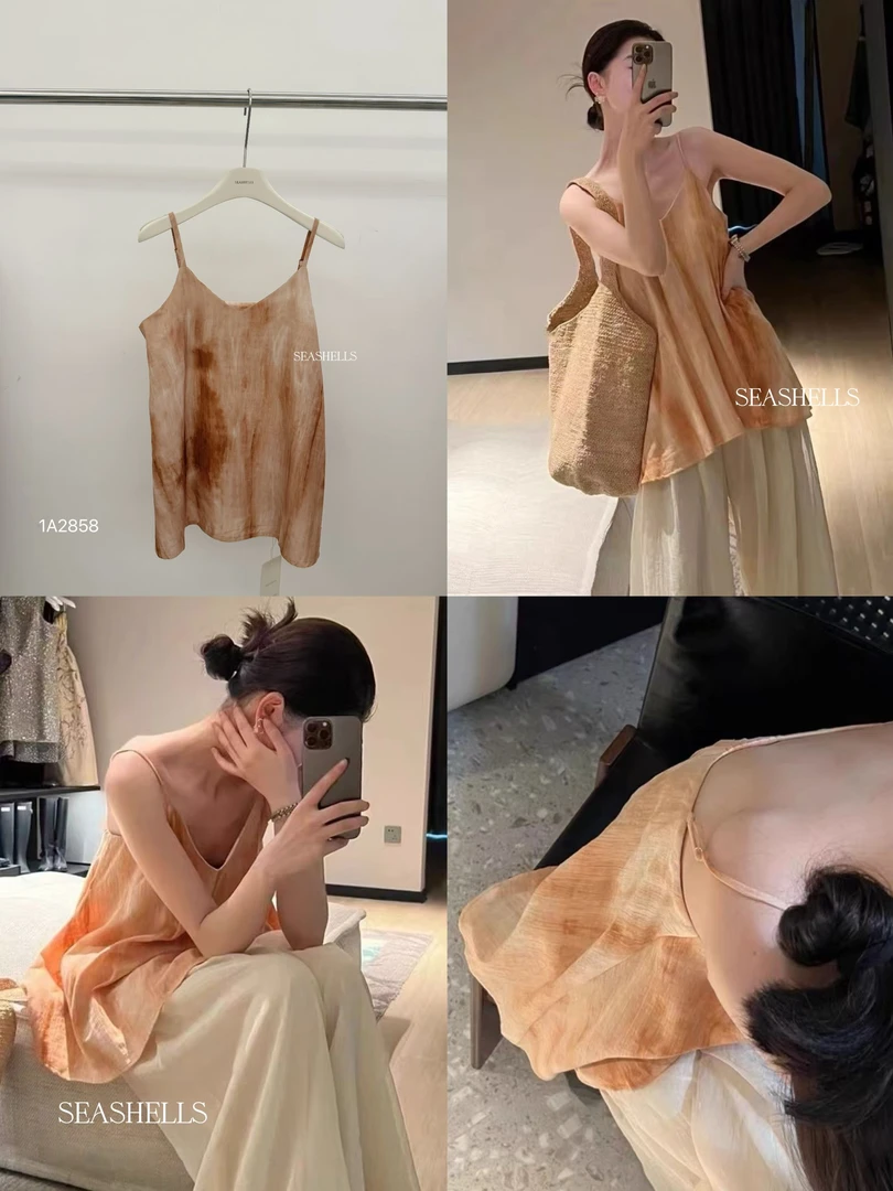 seashells（2858#）高级气质款！晕染水墨画吊带小衫
